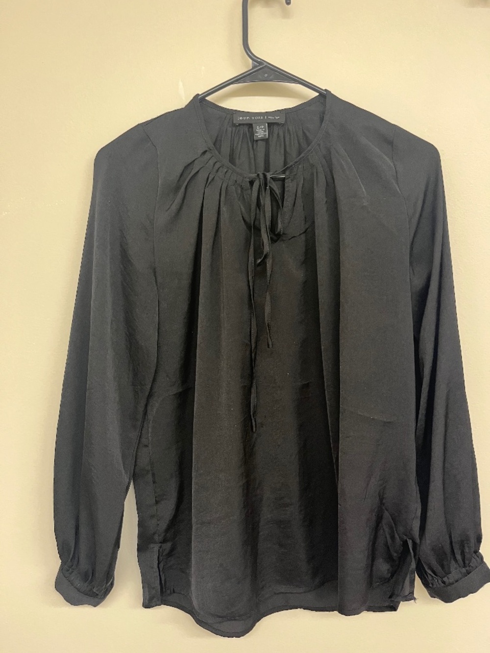 JOAN VASS Black Long Sleeve Peasant Blouse Size S